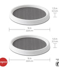 9 Inch Non Slip Pantry Cabinet Lazy Susan Turntable Set Of 2 Spinning Organizer for kitchen or bathroom with liners, white and gray