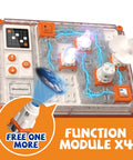 Ultimate STEM Electronics Kit for Kids: 500+ Circuit Projects, Safe Kid Friendly Parts, QR Guided Step by Step Guides, RGB Lights, Fan, Music, and Bonus Projection for Ages 5 and Up circuit kit with 4 modules