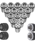Pro Grade Complete 19 Piece Spring Collet Set With M14 Threaded Clamping Nuts For CNC Engraving Milling Lathe Tools ER11 Precision Collets