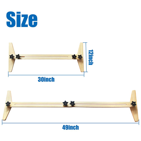 Stair Tread Gauge And Shelf Layout Tool For Stairs Risers And Partitions, shown in 30 to 49 inch range with four quick-lock knobs.