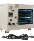 1.9 Cubic Foot Lab Vacuum Oven With 5 Shelves, digital controller, visible interior with five shelves for scientific drying.
