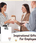 Coworkers exchanging gifts with Funny 50 Sheet Paper Pad You Rock Tearable Notepad To Do List Memo Pad in background