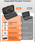 Pro and basic versions of 34 In 1 Magnetic Ratcheting Screwdriver Set With One Quarter Inch Socket Adapter 24 Bits And Seven Hex Sockets Modular Handle with comparison details