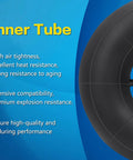 Image showing 13 By 5.00-6 Inner Tube With TR-13 Straight Valve text, highlighting performance qualities and valve on right side.