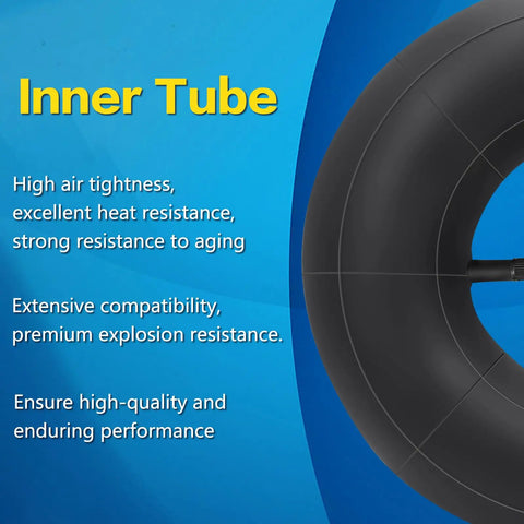 Image showing 13 By 5.00-6 Inner Tube With TR-13 Straight Valve text, highlighting performance qualities and valve on right side.