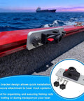Universal Track Bracket for Versatrack and Ranger Track Systems, 360 Degree Rotating Fishing Rod Base Fits Smokercraft and Bass Tracker Gunnel Tracks, Durable Mount for Easy Rod Access mounted on boat rail