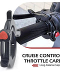 Universal Motorcycle Throttle Assist Black One Button Cruise Control Brace with heart shape button for easy throttle control.