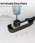 Heavy Duty 110 Punch Down Tool For Four Pair Network Cables And Wiring Blocks with precision striker terminating four wires.