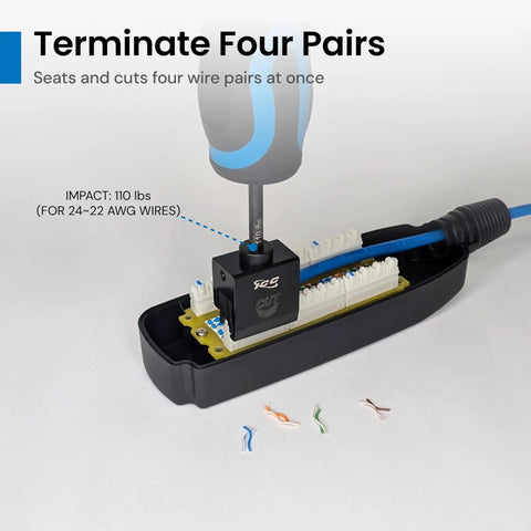 Heavy Duty 110 Punch Down Tool For Four Pair Network Cables And Wiring Blocks with precision striker terminating four wires.