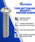 No Bull Tamper Resistant Torx Security Screws 3/8-16 X 1-1/2 Inch Stainless Steel Button Head, displayed individually.