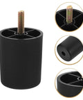 4 Pack Round Furniture Leg Replacement Set for Chairs and Tables, Plastic and Metal Design, close-up view of black leg with thread