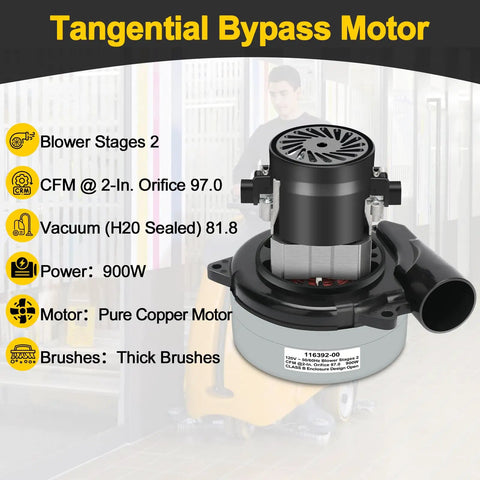 Powerful 5.7 Inch Two Stage 120V Vacuum Motor Replacement with pure copper motor and thick brushes