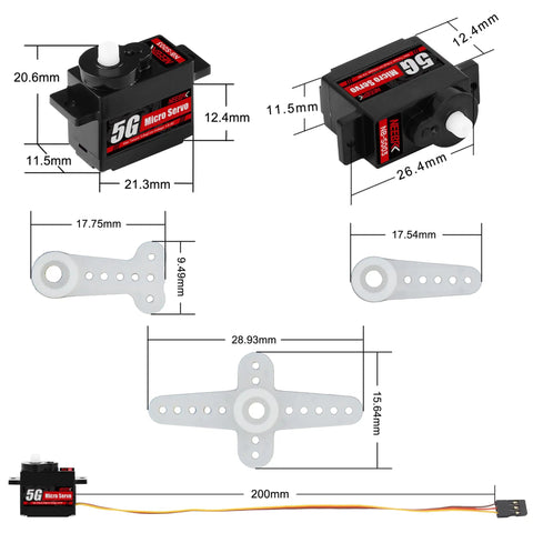 Dope 4 Pack 5G Micro Servo Motors For 1 To 28 RC Cars And Fixed Wing Planes K969 K989 K999 with plastic gear components