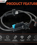 Direct Quick Swap Front Abs Wheel Speed Sensor Pair For Chevy Silverado Tahoe Suburban Avalanche With Snug Harnesses And Zero Brake Drama For Smooth Daily Cruising, close-up view of sensor features.
