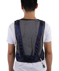 Adult Sleeveless Cooling Vest With Compressed Air Powered Vortex Tube Tech That Slays Kickin Summer Heat And Provides No Sweat Grind Comfort In Cool Cotton Oxford Blend For Peak Chill Factor Blue - rear view.