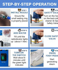 Step-by-step operation guide for Top Tier Jewelry Steam Cleaner With Foot Pedal And Heavy Duty Stainless Steel Tank.