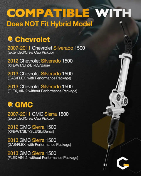 Chevy Silverado 1500 And GMC Sierra 1500 Power Steering Rack And Pinion Assembly For 2007 2013 Models Compatibility Chart
