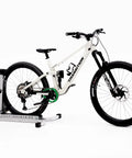 Bike Balance Trainer For Trail Ready Balance Drills, aluminum frame with mountain bike setup on white background