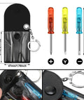 40 Set Mini Screwdriver Keychain Kit With Portable Pouch And Snap Hook Includes 3 Colorful Mini Screwdrivers In Red Yellow Blue