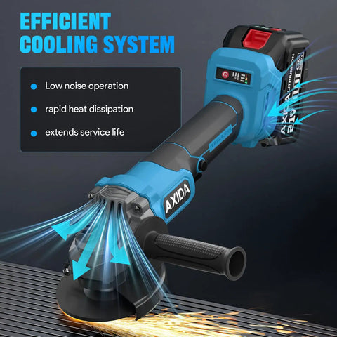 Heavy Duty Brushless Cordless Angle Grinder 4.5 Inch with cooling system for efficient cutting and grinding performance.