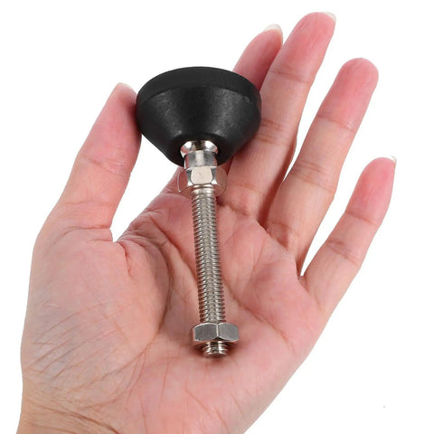 Adjustable Furniture Leveling Feet 40mm Base 6 Pack Black Nylon and Alloy Durable Height Adjustable Stabilizers for Tables and Beds to Level Uneven Floors Heavy Duty and Easy to Install Like a Pro, black leveling foot in hand