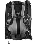 Rogue Dive BCD Gear Upgrade Lightweight Modular Back Inflation Buoyancy Compensator in Black Gray Small front view