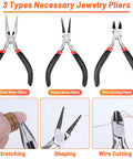 Three types of pliers from Ring Making Kit With Wire Wrapping Tools And Ring Sizers for stretching, shaping, and wire cutting.