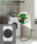 Straightforward Heavy Duty 30 Amp Ev Extension Cord That Juices Up Your Level 2 Charger Or Dryer Outlet Without Breaking A Sweat, 10 Foot Nema 10-30 Plug To Socket, Waterproof 10 Gauge Copper, EtL Approved, showing easy-grip plug design.