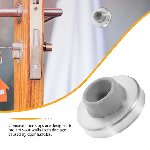 Three Piece Stainless Steel Door Stopper Set With Rubber Bumpers Built To Last Wall Protector Concave Design Easy To Install