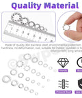 Front view of Swpeet stainless steel washer set, 400 pcs, 4 styles; sizes 1/4–3/8 in; external tooth and internal tooth serrated washers