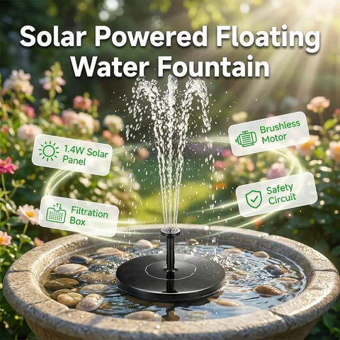 Solar Powered Floating Fountain For Bird Bath And Pond Easy Setup Outdoor Water Feature That Starts In Seconds In Direct Sunlight