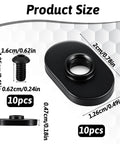 Product size diagram for slide in T track nuts with 1/4-20 x 1/2 inch bolt, black zinc finish, showing dimensions and 10pcs label.