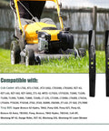 Beefy 42 Inch Deck High Lift Mower Blades Replacement 2 Pack For 942-04308 visible near yellow riding lawn mower