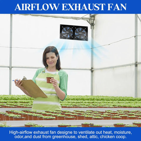 Solar Ventilation Fan Kit With 15W Panel Two High Speed Brushless DC Exhaust Fans For Greenhouses Chicken Coops Attics Barns Sheds And Dog Houses Great For Sunlit Spaces And Rural Homes