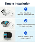 Installation steps for Underwater GoPro Housing For Hero 9 10 11 12 13 Black Beefed Up Waterproof Case with durable build.
