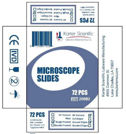 Lab Grade Microscope Slides With Frosted Ground Edges And 90 Degree Corners 1 By 3 Inch Glass Slides Pack Of 72 Great For Quick Prep And Clear Viewing In Classrooms And Research Labs, 72 pcs