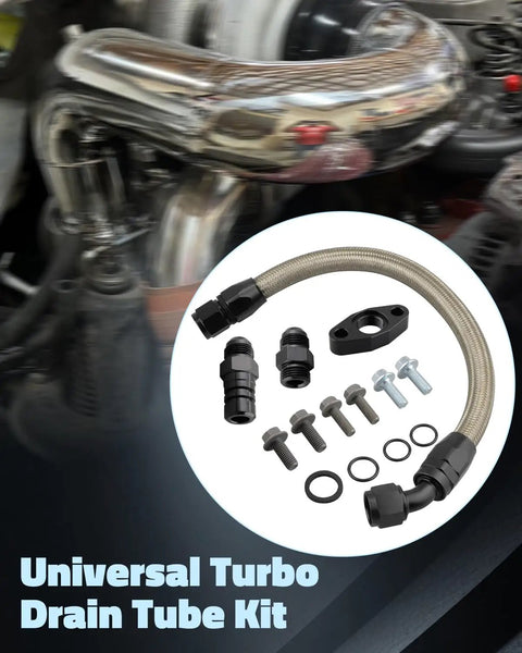 Heavy Duty Turbo Drain Tube Kit For Cummins Engine Swap 2nd Gen Stainless Steel Braided Oil Feed Line With Connectors And Screws, braided hose and fittings