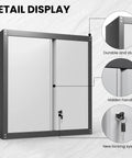 Heavy Duty Wall Mounted Steel Garage Cabinet With Locking Doors And Adjustable Shelves Built To Last Storage For Your Workshop Or Shed Utility Room Black And Gray Finish detail display