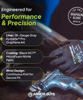 Noodle Your Hands Cut Resistant Work Gloves With Ansi A4 Toughness For Job Sites Slice Through Metal And Glass Without Breaking A Sweat Featuring Grippy Texture And Zero Bulk Flex All Day Long shown with specs highlighting performance and precision features.