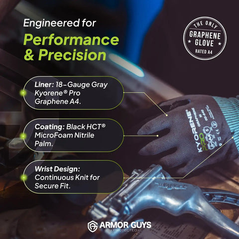 Noodle Your Hands Cut Resistant Work Gloves With Ansi A4 Toughness For Job Sites Slice Through Metal And Glass Without Breaking A Sweat Featuring Grippy Texture And Zero Bulk Flex All Day Long shown with specs highlighting performance and precision features.