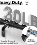 Heavy Duty 1 Inch Curtain Rod Set Adjustable From 36 To 88 Inches Black End Cap Drapery Rod With Modern Design Supports Up To 30 Pounds