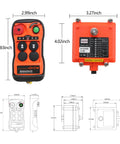 Dual Speed Wireless Crane Hoist Remote Control With 100 Meter Range, Ultra Fast 0.01 Second Response, Heavy Duty Industrial Grade Controller For Cranes, Hoists, Winches And Construction Vehicles, 2 Keys, with receiver dimensions shown