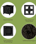 Lattice Design Outdoor Planter Box Dope Front Porch Decor 14.75 Inch Square Black Plant Pot 13 Inch Tall for patio garden