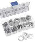 Front view of HVAZI wave washer assortment kit, 350pc stainless steel, in clear plastic case with divided compartments
