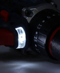 Close-up of Heavy Duty 18V Cordless Brushless Drill Packs A Badass 80Nm Of Power flashlight feature, ideal for dark workspaces.
