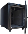 Solid Rig 12U Soundproof Server Rack delivering a quiet locking network cabinet with open door showing soundproof interior.
