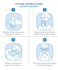 Step-by-step diagram showing instructions to wear 30 Pack KN95 Disposable Face Masks White GB2626-2019 properly.