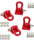 Red Metal RC Crawler Trailer Tow Hook Set Four Piece D Shackles With Buckle Winch Accessories For One Tenth Scale RC Cars