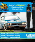 Rear Adjustable Air Shock Absorbers HiJackers with classic car and product details displayed