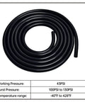 Coiled Silicone Vacuum Tubing Hose 5.5mm ID 50 Ft Black 11.5mm OD 3mm Wall Thickness FDA Grade for Auto Marine Lab
